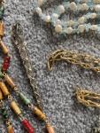 Vintage Jewelry Lot: Beads, Clip-On Earrings, Brooches