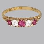 Victorian Ruby and Diamond Five-Stone Ring