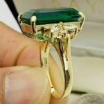Emerald Cut Green Antique Engagement Ring in 14K Gold
