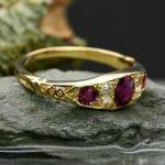 Round Cut Ruby & Diamond Antique Wedding Band