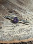 Edwardian Silver Tone Amethyst Bar Brooch Pin