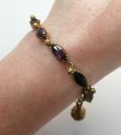 Victorian Gilt Metal Bracelet with Amethyst Rhinestones
