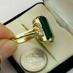 Emerald Cut Green Antique Engagement Ring in 14K Gold