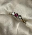 Vintage 18ct Gold Platinum Ruby Diamond Ring
