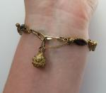 Victorian Gilt Metal Bracelet with Amethyst Rhinestones