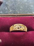 Edwardian 18ct Gold Ring with Diamonds and Ruby