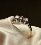 Vintage 18ct Gold Platinum Ruby Diamond Ring