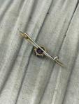 Edwardian Silver Tone Amethyst Bar Brooch Pin