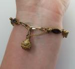Victorian Gilt Metal Bracelet with Amethyst Rhinestones