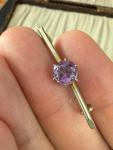 Edwardian Silver Tone Amethyst Bar Brooch Pin