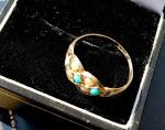 Antique 9ct Turquoise and Pearl Ring Size N