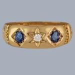 Victorian 18ct Gold Sapphire Diamond Trilogy Ring