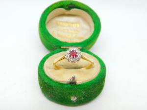 18ct Yellow Gold Ruby & Diamond Engagement Ring
