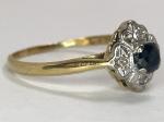 Art Deco 18ct Gold Sapphire Diamond Flower Ring