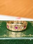 Victorian 15ct Gold Ruby and Diamond Gypsy Ring
