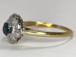 Art Deco 18ct Gold Sapphire Diamond Flower Ring