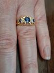 18Ct Gold Ceylon Sapphire Diamond Antique Ring