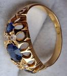 18Ct Gold Ceylon Sapphire Diamond Antique Ring