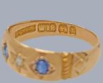 Victorian 18ct Gold Sapphire Diamond Trilogy Ring