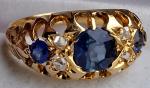 18Ct Gold Ceylon Sapphire Diamond Antique Ring