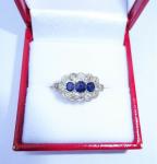 Art Deco 18ct Gold Sapphire & Diamond Halo Ring