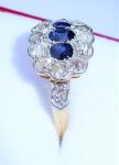 Art Deco 18ct Gold Sapphire & Diamond Halo Ring