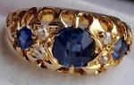 18Ct Gold Ceylon Sapphire Diamond Antique Ring
