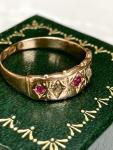Victorian 15ct Gold Ruby and Diamond Gypsy Ring