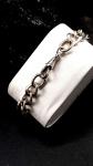 Antique Silver Men's Oval Curb Bracelet with Lion Links