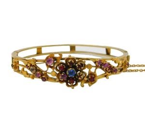 19th Century Austro-Hungarian Yellow Metal Bangle Bracelet