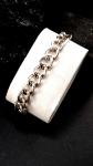 Antique Silver Men's Oval Curb Bracelet with Lion Links