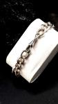 Antique Silver Men's Oval Curb Bracelet with Lion Links