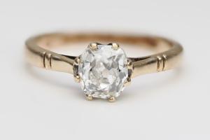 Victorian Yellow Gold Diamond Solitaire Engagement Ring