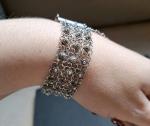 Etruscan Revival Sterling Silver Floral Bracelet