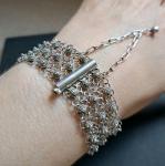 Etruscan Revival Sterling Silver Floral Bracelet