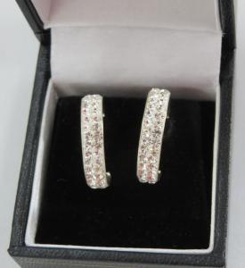 Vintage Art Deco Sterling Silver Hoop Earrings