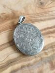 Victorian Silver Floral Engraved Locket Pendant