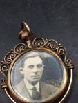 Vintage Glass Locket Pendant with Man's Photo