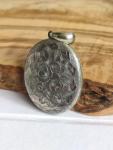 Victorian Silver Floral Engraved Locket Pendant