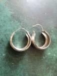 Art Deco Vintage Silver Hoop Earrings