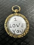 15K Gold Antique Locket Pendant with Engraved Scrolls