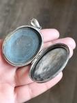 Victorian Silver Floral Engraved Locket Pendant