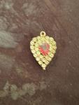 9ct Gold Victorian Heart Pendant with Red Paste