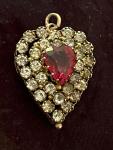 9ct Gold Victorian Heart Pendant with Red Paste