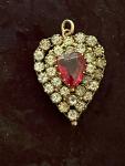 9ct Gold Victorian Heart Pendant with Red Paste