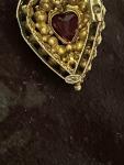 9ct Gold Victorian Heart Pendant with Red Paste