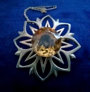 Scottish Sterling Silver Quartz Vintage Brooch