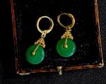 Vintage Green Gemstone Earrings in 18K Gold