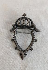 Vintage Sterling Silver Crown Brooch Pin, 1930