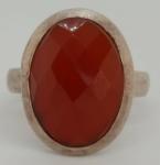 Art Deco Red Agate Sterling Silver Oval Ring